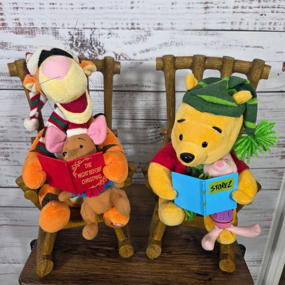 Disney Winnie The Pooh & Tigger Christmas Carol Plush Animated ONE works READ
